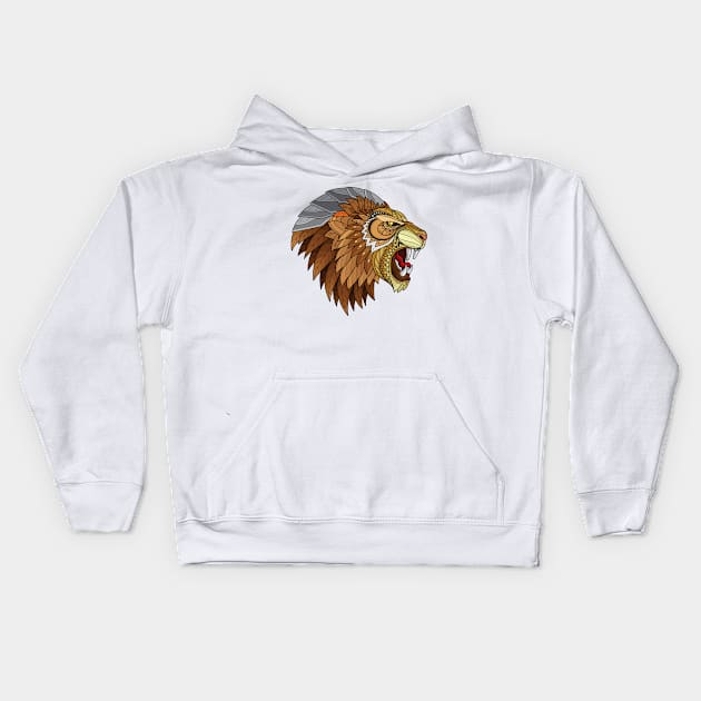 Zentangle Lion Head Kids Hoodie by Mako Design 